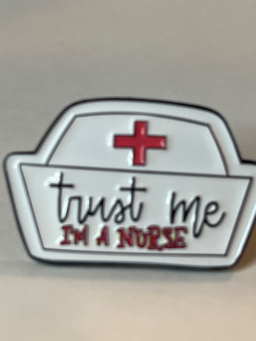 Trust Me I'm a Nurse White & Red Enamel Brooch - Picture 3 of 8